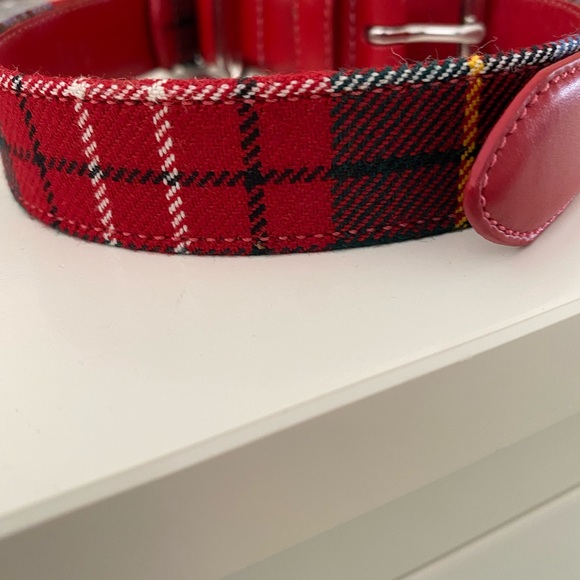 Tartan and leather dog collar - Picture 4 of 9